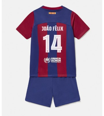 Barcelona Joao Felix #14 Primera Equipación Niños 2023-24 Manga Corta (+ Pantalones cortos)